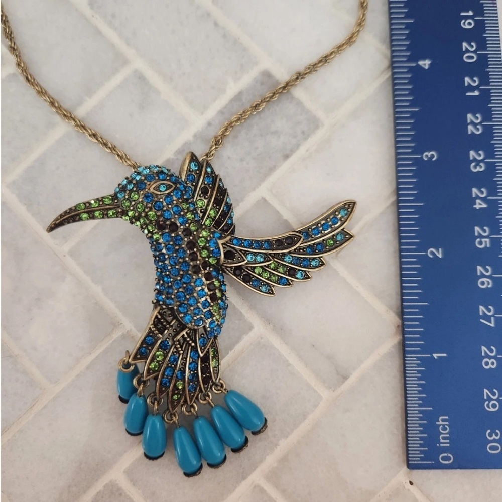 Heidi Daus Colorful Sincere Joy Crystal Hummingbird Pendant / Brooch Necklaces - Picture 4 of 5